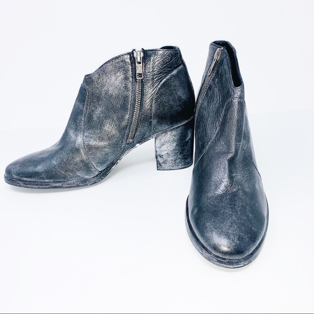 Frye Nora Black Metallic Boots Side Zipper Sz.8B